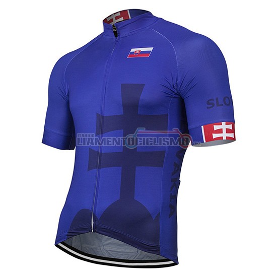 Abbigliamento Ciclismo Slovacchia Manica Corta 2019 Blu Nero
